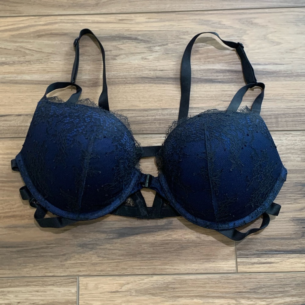 Victoria's Secret Black Blue Lace Bra